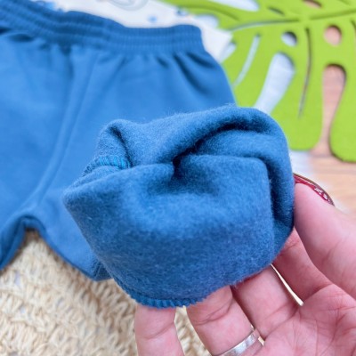 Conj. Casaco Beep Beep! e Calça de Moletom - Areia e Azul Jeans